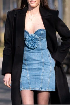 Patchwork Flower Unique Swing Denim Mini Dress