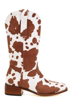 Cow Print Urban Block Boots -Prettytina 3dcdada05df402a6cf07098f4a4101f8