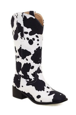 Cow Print Urban Block Boots -Prettytina 6a1bc2f50b76ba73ff417cf5bb975a3b