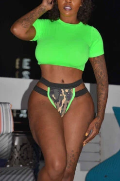 Camouflage Unique Round Neck Beach Bikini