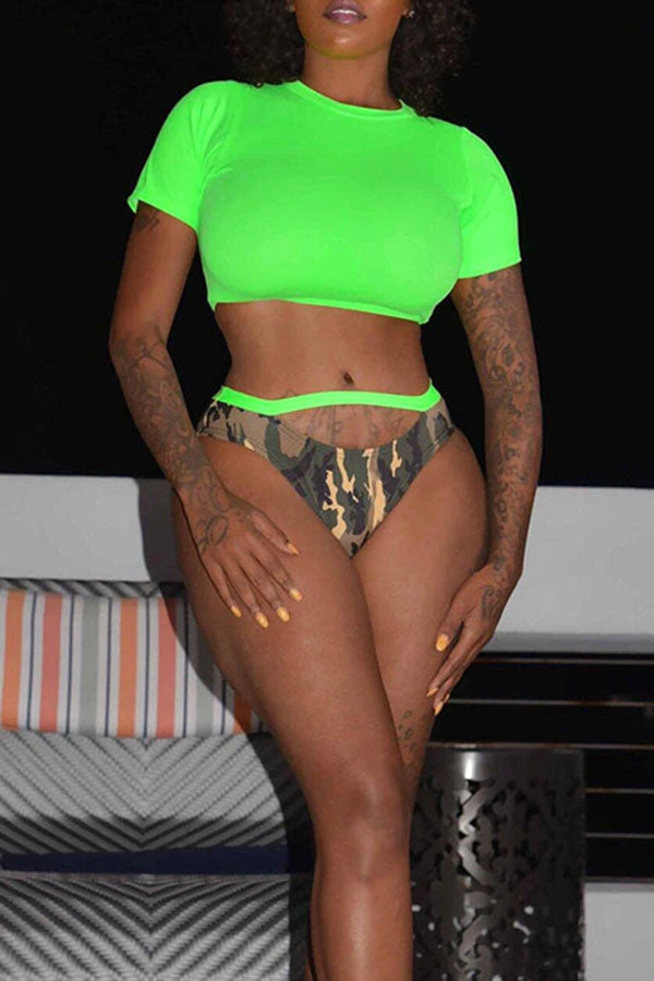 Camouflage Unique Round Neck Beach Bikini 3 Camouflage Unique Round Neck Beach Bikini - Image 3