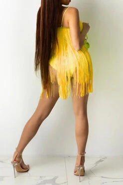 Solid Color Unusual Tassel Mini Dress -Prettytina C21050832 5