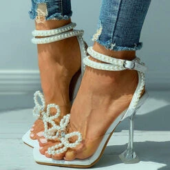 Pearl Butterfly Sweet High Heels Sandals