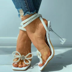 Pearl Butterfly Sweet High Heels Sandals 7 Pearl Butterfly Sweet High Heels Sandals -Prettytina C21060110 2