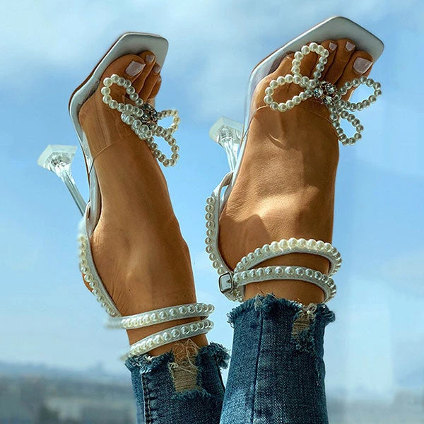 Pearl Butterfly Sweet High Heels Sandals 5 Pearl Butterfly Sweet High Heels Sandals - Image 5