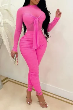 Solid Color On-trend Strappy See-Through Jumpsuit 12 Solid Color On-trend Strappy See-Through Jumpsuit -Prettytina C21061027 3