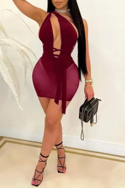 Solid Color Unique See-Through Three Pieces -Prettytina C21061112 3