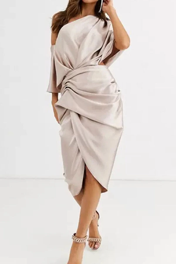 Solid Color Unique Ruffles Midi Dress 6 Solid Color Unique Ruffles Midi Dress - Image 6