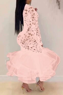 Floral Lace Elegant See-Through Midi Dress -Prettytina C21080613 PI 2