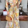 Tribal Print Chic Wide-Legs Pant Suit