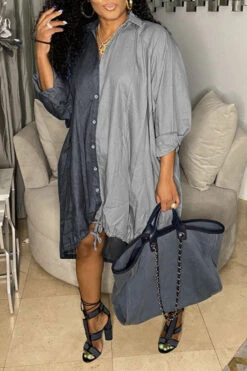 Hit Color On-trend Oversize Single Breasted Midi Dress -Prettytina C21083116 BK 2 b7905ae7 9878 4667 9a08 0941dcb29dfa