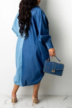 Hit Color On-trend Oversize Single Breasted Midi Dress -Prettytina C21083116 BL 4 a54a7537 0f34 4cf0 8907 224b93f462e6