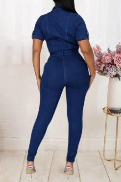 Solid Color Casual Button Thru Jumpsuit -Prettytina C21090302 NB 3