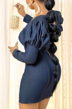 Solid Color Unique Puff Sleeve Cutout Mini Dress -Prettytina C21090923 NB 3 b4485f85 8128 4d93 8584 cac032ad89c1