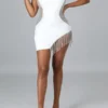 Rhinestones Party Tassels Mini Dress