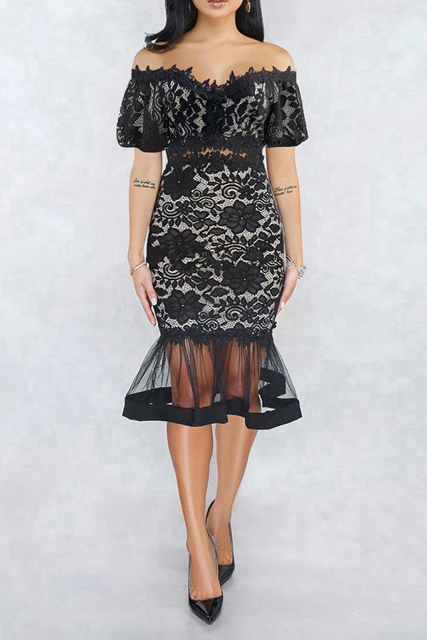 Floral Lace Elegant Midi Dress 7 Floral Lace Elegant Midi Dress - Image 7