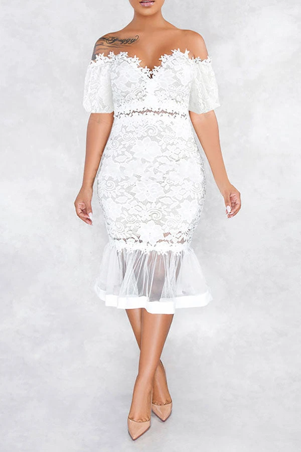 Floral Lace Elegant Midi Dress 1 Floral Lace Elegant Midi Dress