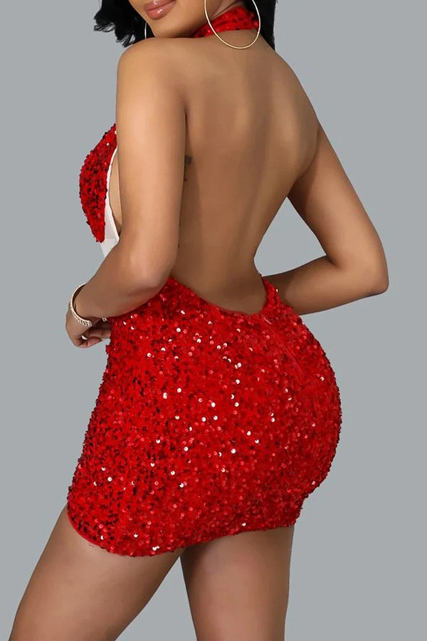 Sequined Party See-Through Mini Dress 3 Sequined Party See-Through Mini Dress - Image 3