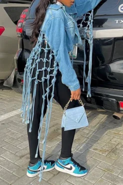 Solid Color Chic Tassel Jacket -Prettytina C21101201 BL 3