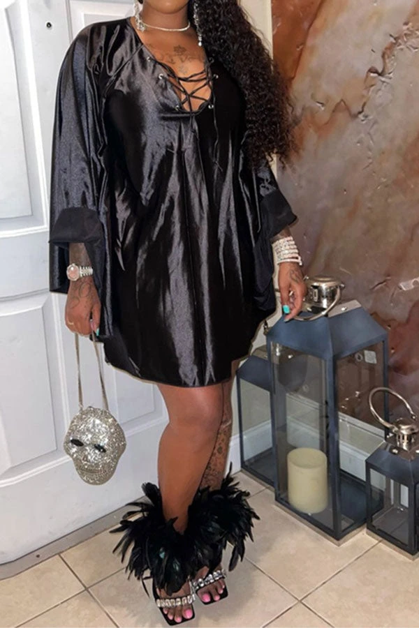 Solid Color Dramatic A-Line Mini Dress 1 Solid Color Dramatic A-Line Mini Dress