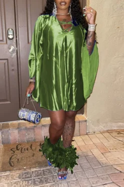 Solid Color Dramatic A-Line Mini Dress 12 Solid Color Dramatic A-Line Mini Dress -Prettytina C21110304 GR 1 86e19065 7ba4 41a5 8e43 7864847f1631