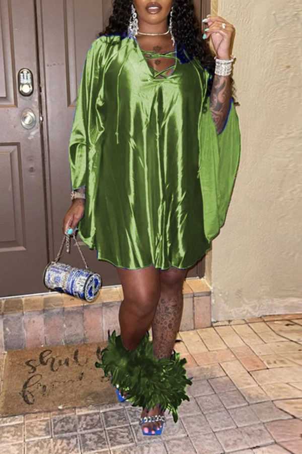 Solid Color Dramatic A-Line Mini Dress 5 Solid Color Dramatic A-Line Mini Dress - Image 5