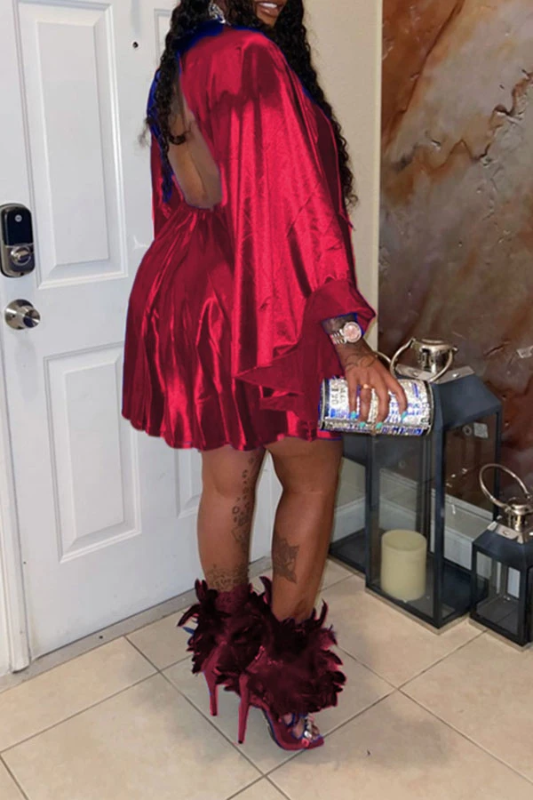 Solid Color Dramatic A-Line Mini Dress 8 Solid Color Dramatic A-Line Mini Dress - Image 8