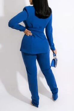 Solid Color Modern Blazer Pant Suit -Prettytina C21111918 BL 3
