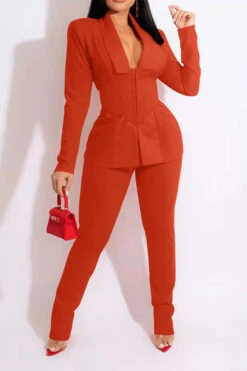 Solid Color Modern Blazer Pant Suit -Prettytina C21111918 OR 1 945e4921 3870 47b4 a18c 4cc3b513f9aa