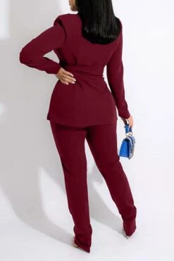 Solid Color Modern Blazer Pant Suit -Prettytina C21111918 WR 3