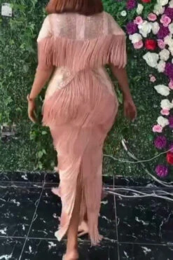 Sequined Party Tiered Tassel Maxi Dress -Prettytina C21122707 PI 2