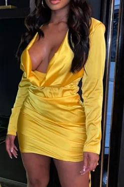 Bright Silk Party Lace-Up Mini Dress