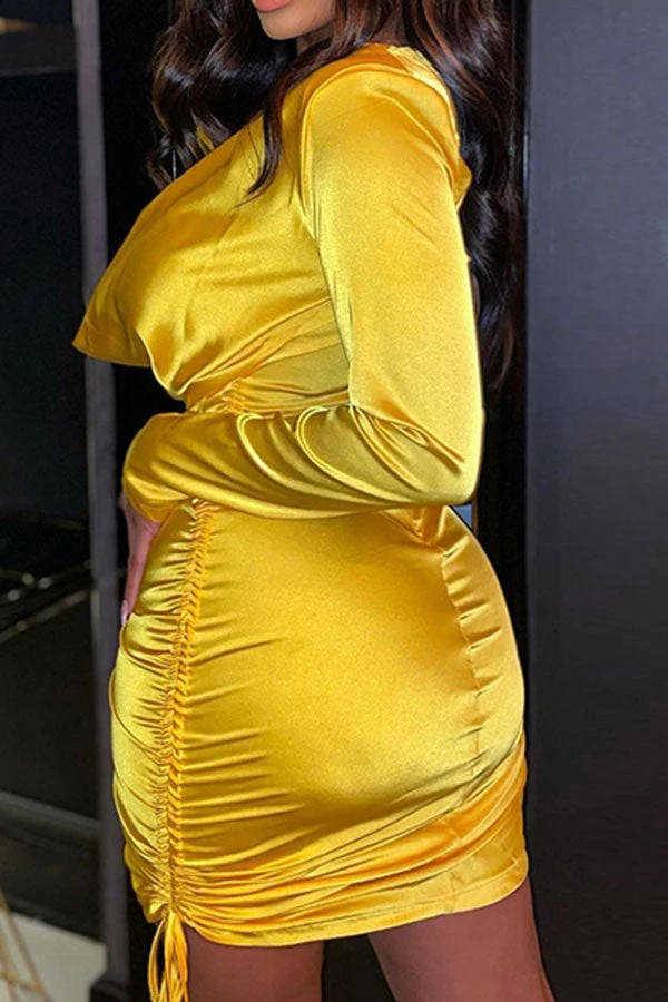 Bright Silk Party Lace-Up Mini Dress 3 Bright Silk Party Lace-Up Mini Dress - Image 3