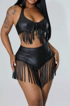 Solid Color Glamorous Tassel Bikini