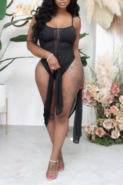 Solid Color Simple See-Through Three Pieces -Prettytina C22041156 BK 3 71374262 4740 4aac 8ae6 5d13d88f451f