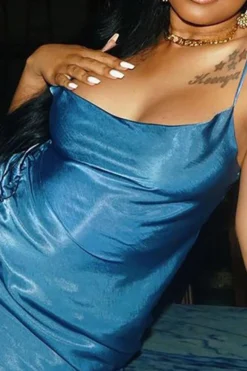 Solid Color Pretty High Slipt Midi Dress -Prettytina C22041835 BL 3