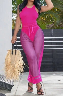 Solid Color Sporty See-Through Three Pieces -Prettytina C22042150 RR 1