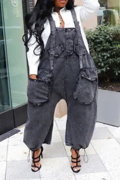 Solid Color Casual Jumpsuit