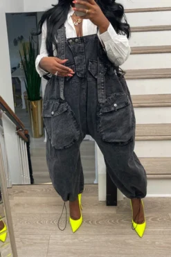 Solid Color Casual Jumpsuit -Prettytina C22051344 BK 5