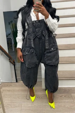 Solid Color Casual Jumpsuit -Prettytina C22051344 BK 6