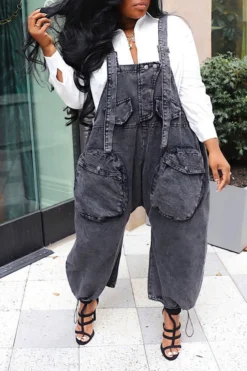 Solid Color Casual Jumpsuit -Prettytina C22051344 BK 7