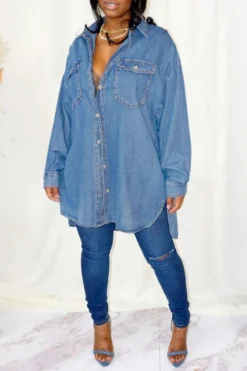 Denim Casual Single Breasted Coat