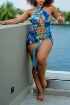 Abstract Print Unique Three Pieces -Prettytina C22052359 BL 3