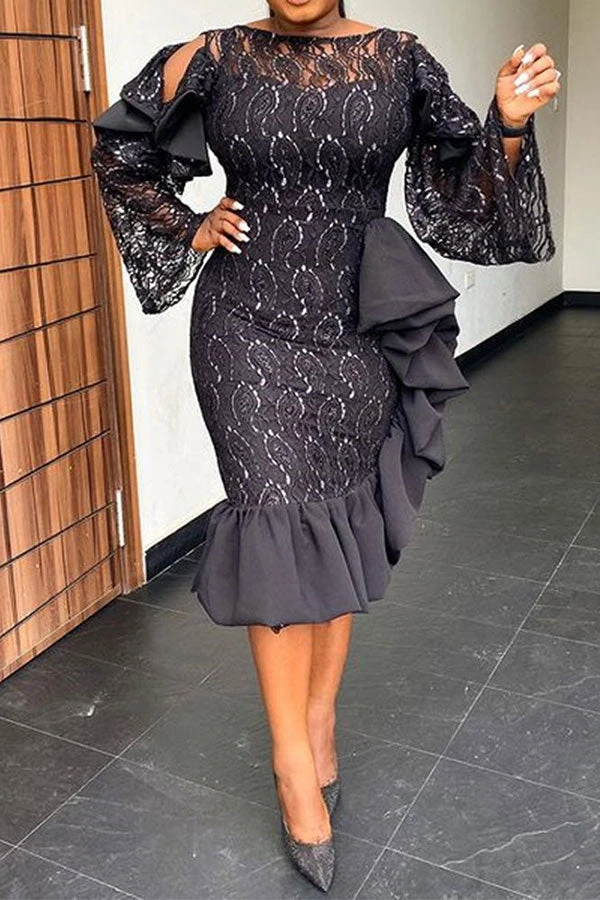 Lace Pretty Ruffle Midi Dress 1 Lace Pretty Ruffle Midi Dress