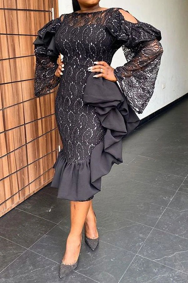 Lace Pretty Ruffle Midi Dress 3 Lace Pretty Ruffle Midi Dress - Image 3