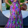 Tie Dye Bohemia Ruffle Maxi Dress