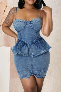 Denim Rocking Ruffle Mini Dress