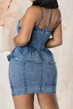 Denim Rocking Ruffle Mini Dress -Prettytina C22061312 BL 3 8c2d4df9 d716 4a48 9b62 ab81b855c817