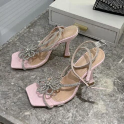 Rhinestone Feminine Transparent Strap Strappy Heels -Prettytina C22062315 PI 2