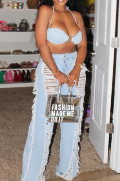 Denim Modern Cutout Pant Suit -Prettytina C22063034 BL 3 8f9b1ba5 89c8 40d0 940c 5208b30c7561